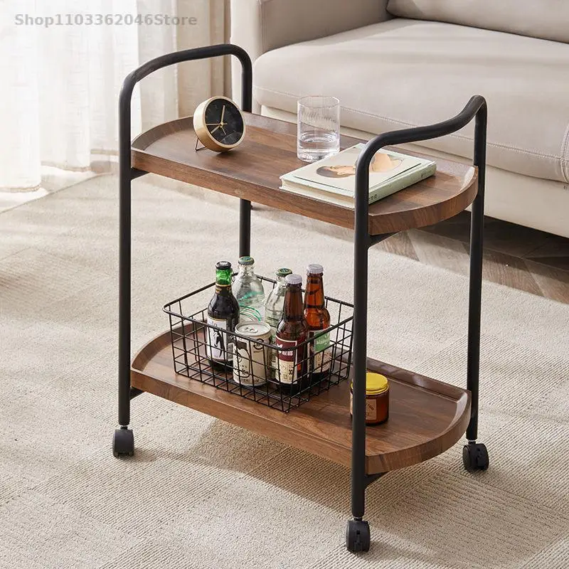 Hotel Restaurant Delivery Car Double Wooden Wine Car Tea Dessert Cake 4s Shop Mobile Cart