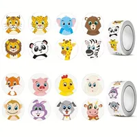 500Pcs/Roll Cartoon Animal Reward Stickers 2.5cm/1.0in Diy Decor Perfect For Learning Games Notebook Pad Fridge Gift Seal Labels 6