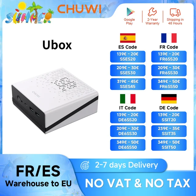 CHUWI UBox Mini PC AMD Ryzen 5 6600H 16GB DDR5 512GB SSD Windows 11 Pro 4K 144Hz décording WiFi 6 BT 5.2 étendre M.2 1T * 2 650g 1