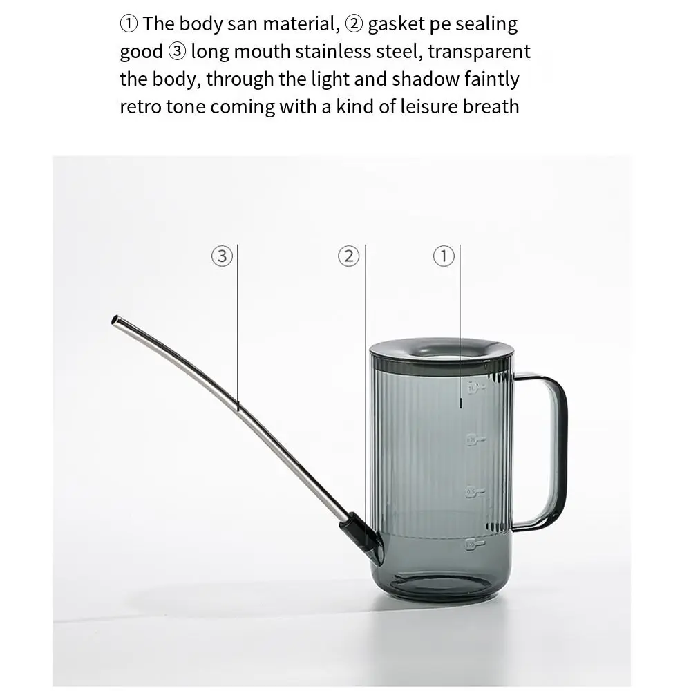 Stainless Steel Flower Watering Kettle Clear Measurable Scale Long-mouth Watering Detachable Spout Leak-proof
