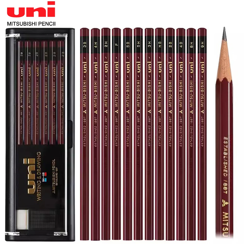 

Japan UNI 1887 Pencil Sketch Drawing Pencil Set with Eraser Art Student 2H/HB/2B/4B/6B Different Hardnesses School Supplies