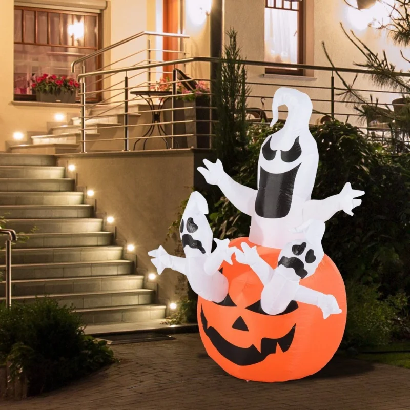 Halloween Decor Ghost Inflatable Lights LED White Phantom Pumpkin Ornaments with Room Lamps Outdoor Courtyard Haunted House Prop 30cm 50cm 75cm 90cm 125cm 200cm black spider haunted house prop indoor outdoor giant decor halloween decoration