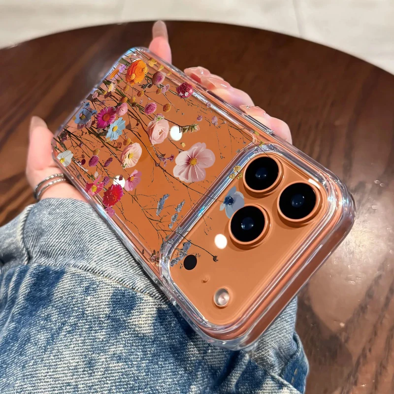Shockproof Clear TPU Floral Bumper Phone Case