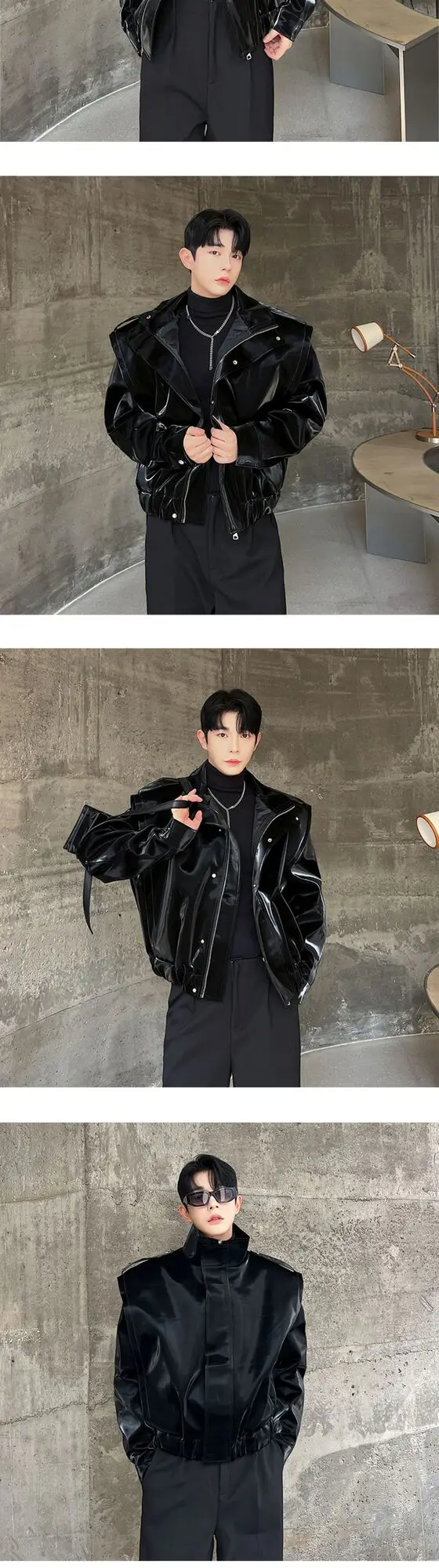 Description Picture 4 of itemLUZHEN Spring Fashion Shoulder Pad Design Leather Jackets Men's Original Personality Trendy Korean Reviews Many Clothes LZ2529