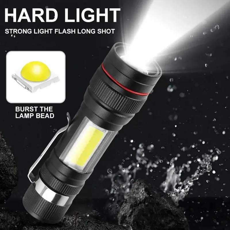 USB 충전 미니 LED 손전등, 고출력 토치 작업 조명, 자석 캠핑 조명, 3 라이트 모드 야외 조명