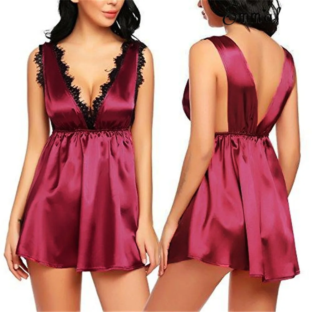 V Neck Pleated Exotic Dresses Lace Nightgown For Women White Nightdress Lingerie Lace Underwear Sleepwear Linger Set Costume