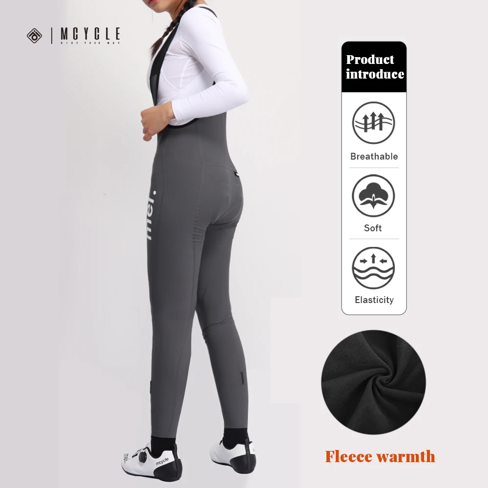 Mcycle Winter Fleece Mountain Bike Pants Breathable Trouser Padded Biking Pants Comfortable Womens Cycling Bib