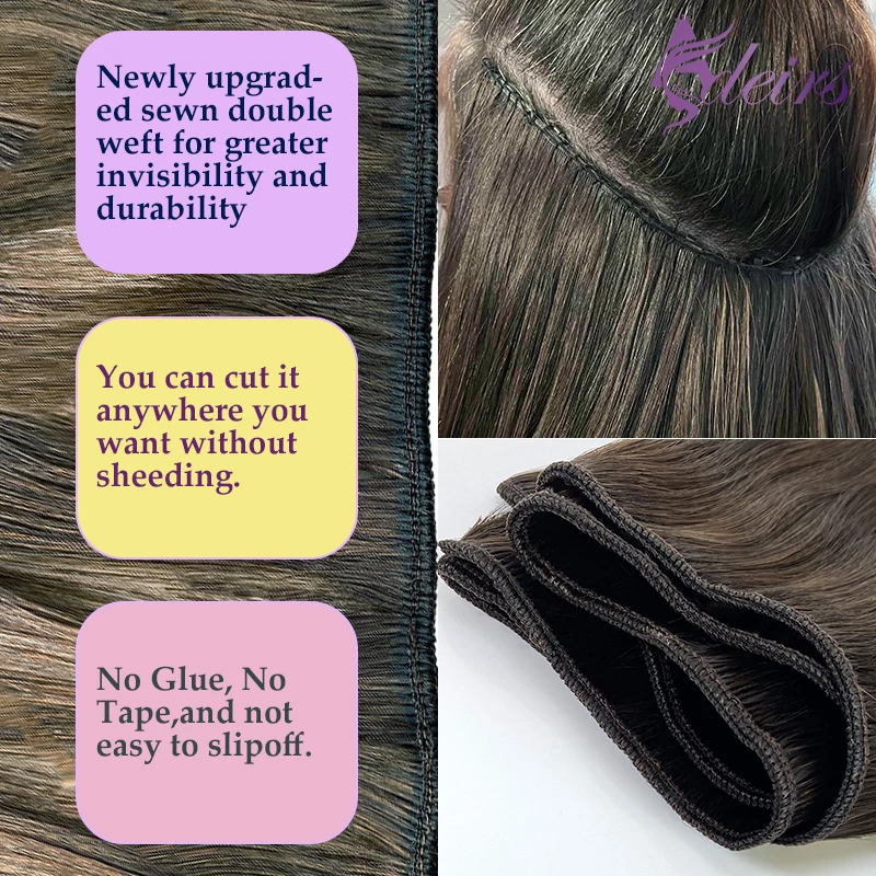 ADEIRS Estensioni di Trame di Capelli Umani Capelli Remy Doppia Trama 100% Realmente Capelli Umani Fasci di Tessitura Nero Marrone Biondo Per Il Salone - immagine 2