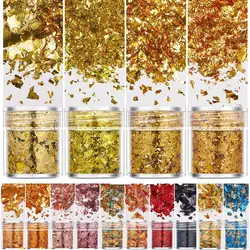 4pcs Shiny Foil Flake Resin Epoxy Mold Art Decoration Gold Color Foil Fillings for Resin Jewelry Making Nail Art Crafts Filler