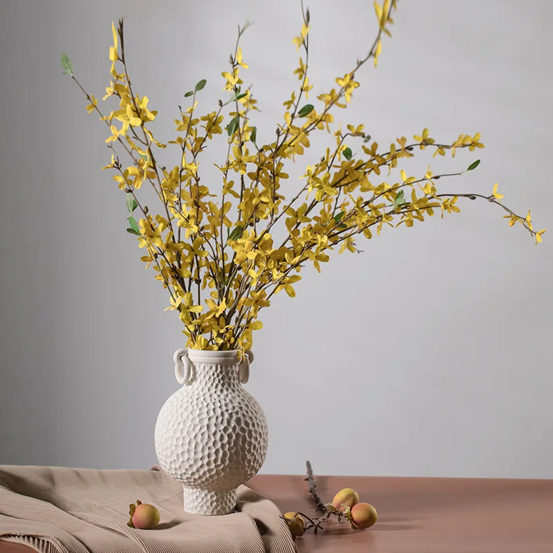 White, Double Eared, with Hanging Ring Decoration, Ceramic Vase, Desktop Flower Arrangement, Hydroponic Vase, Modern Decoration 4