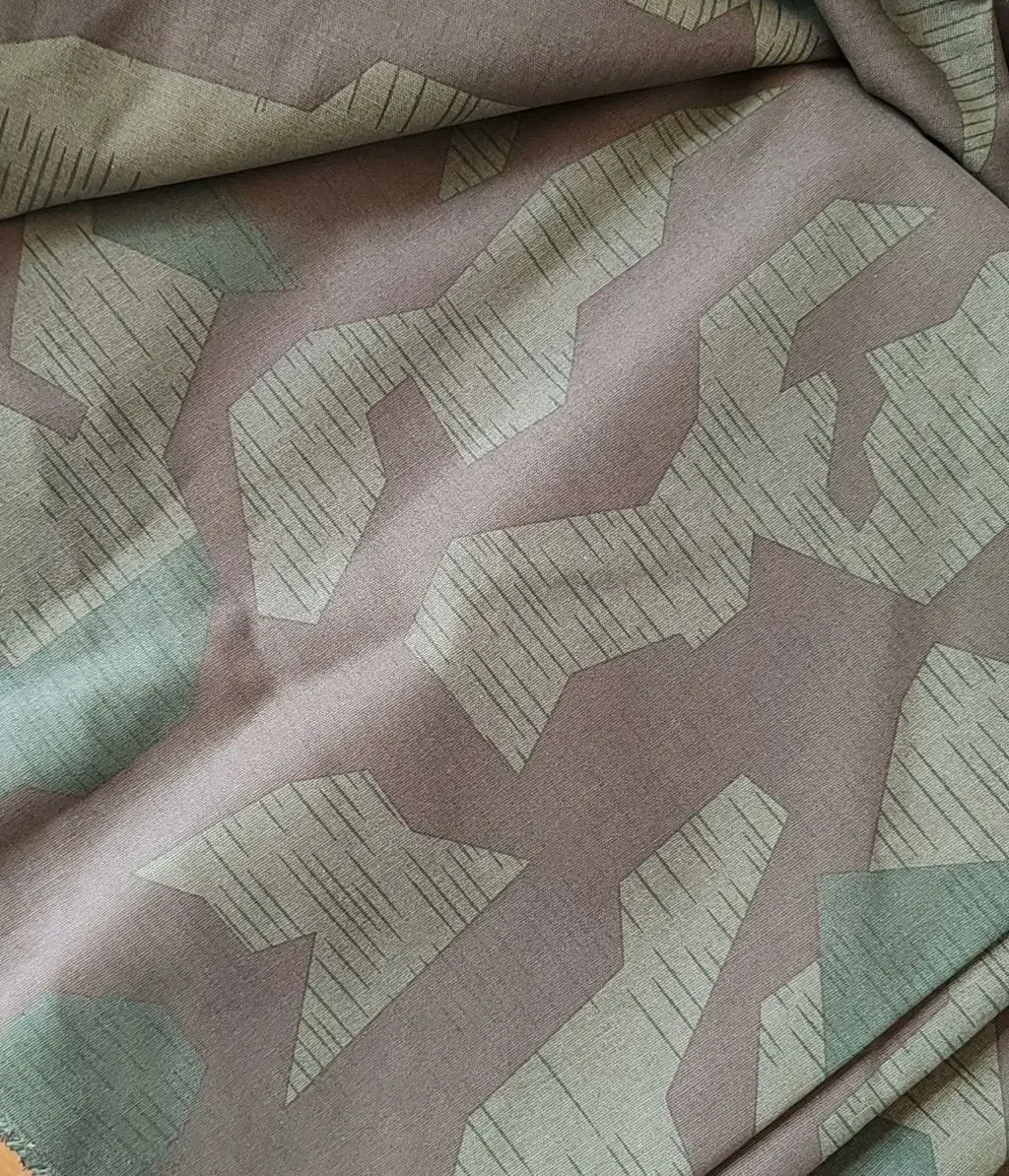 MILITARY WW2 GERMAN ARMY SPLINTER CAMO REVERSIBLE CAMOUFLAGE FABRIC COTTON 150CM X 100CM