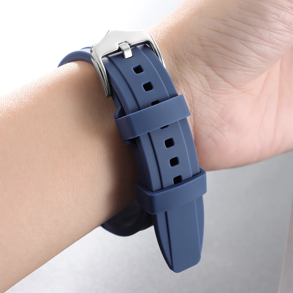 Premium Curved End Silicone Watch Strap - Soft Rubber Wristband