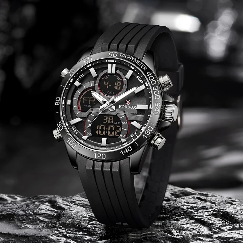 Mens Watches To Luxury Brand Men Silica Gel Sports Watches FOXBOX Men's Quartz LED Digital Clock Waterproof Military Wrist Watch