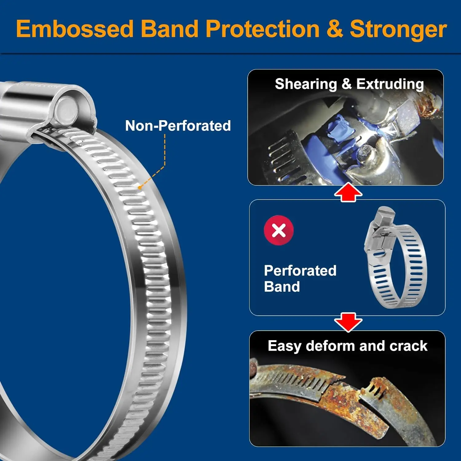 8mm ~ 120mm Stainless Steel Drive Hose Clamps Adjustable Water Pipe Tri Gear Worm Fuel Tube Spring Cramps Fixed Clip spring clip clamps hose clamps spring clamps