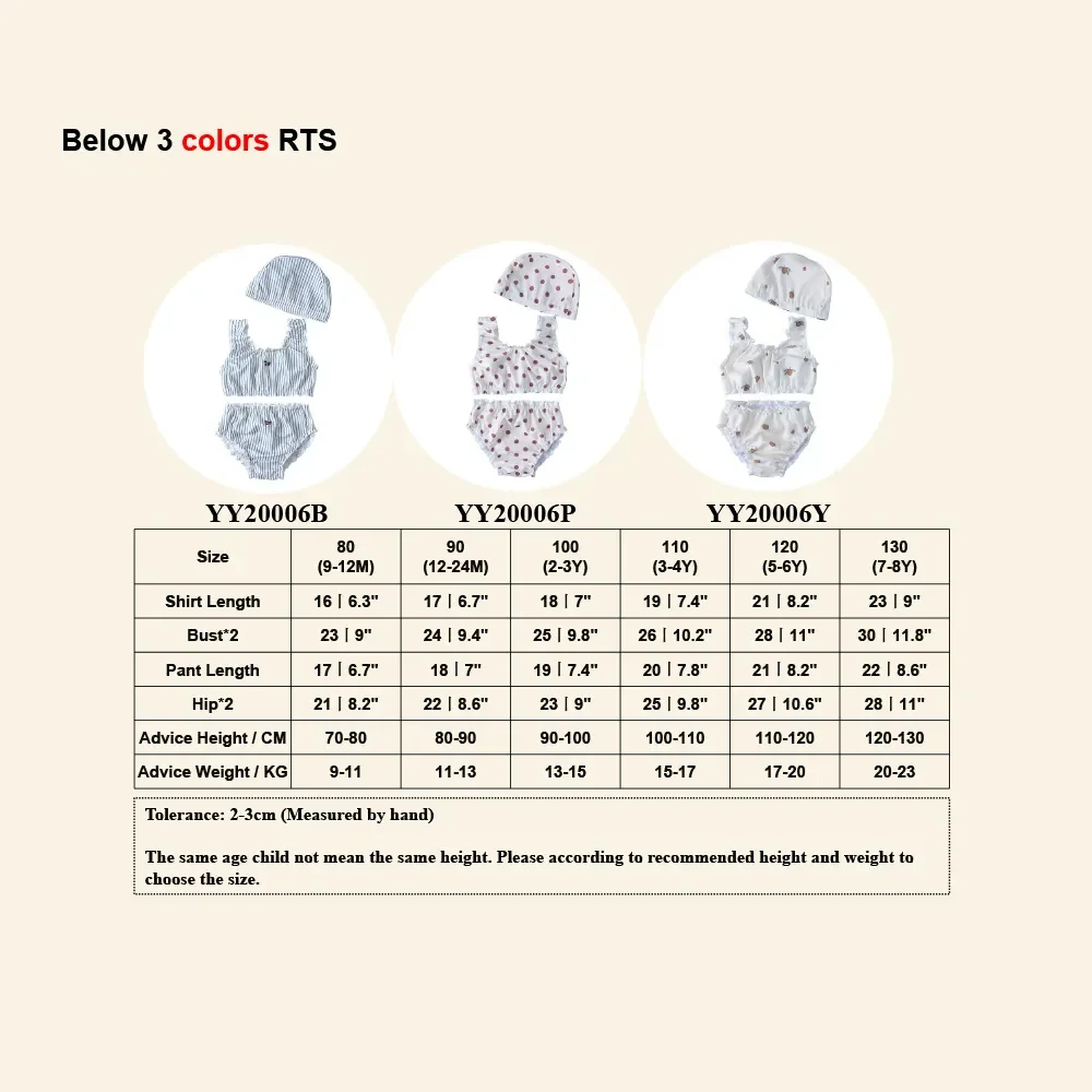 1-7Y Sommer Kinder Mädchen Badeanzüge + Hut Kleidung Kleinkind Mädchen Bademode Nette Print Baby Bikini Split Badeanzug Urlaub Schwimmen – Detail 1