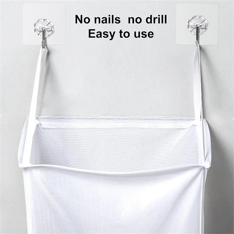 Hanging Net Bag With Sticker Wall-Mounted Laundry Basket Dirty Clothes Storage Basket Bathroom Organzier Mesh Bag Laundry Hamper laundry bag laundry basket laundry bags laundry hamper clothes basket