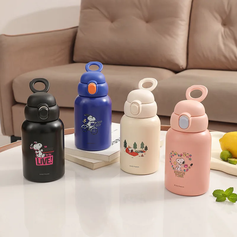 

Miniso Snoopy Thermos Cup Straw Cup Cartoon 316 Stainless Steel Portable for Male and Female Students 600Ml Anime Toys For Girls