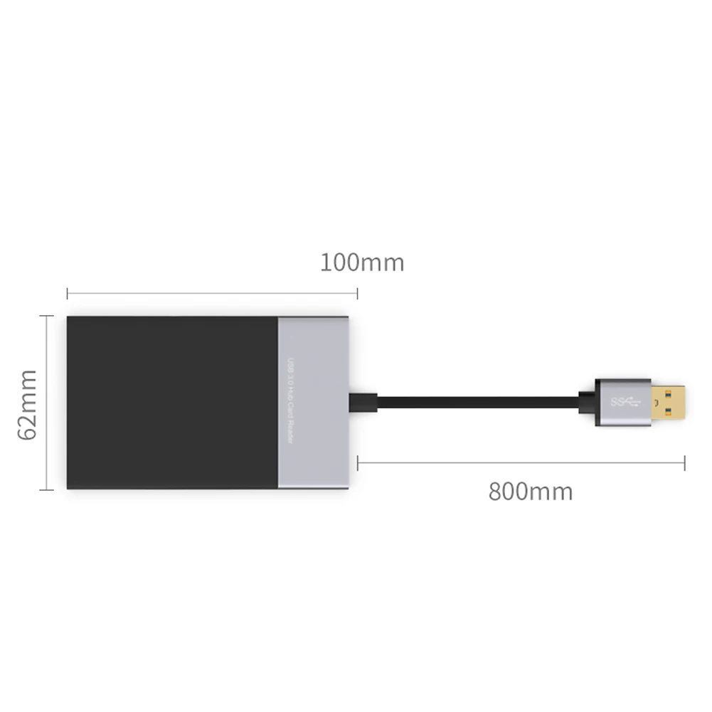 멀티 메모리 카드 ABS 및 알루미늄 합금 쉘 PVC 와이어 리더, USB 3.0, XQD, TF, 시큐어 디지털 카드, 2 포트 허브, 6 in 1