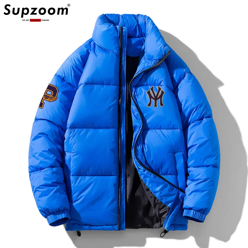 

Fashion New Top Arrival Letters Print Leather Stand Collar Thickened Cotton Coat Autumn And Winter Warm Casual Jackets