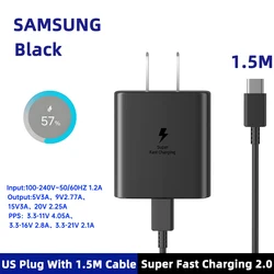 High - Power Samsung USB - C Fast Charger 45W - Black US with 1.5m