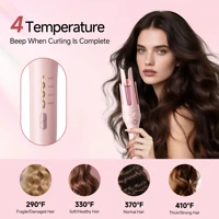 Fer à boucler automatique rotatif anti-brûlure pour ondulations de plage, baguette à boucler avec cordon rotatif à 360°, revêtement céramique et ions négatifs 5