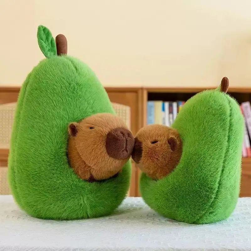 35cm Hut Plush Capibala Doll Soft Animal Avocado Mouse Plush Toys Avocado Doll Children's and Girls' Gift Capybara Pillow