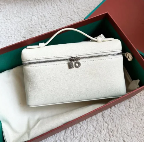 LP19 Women Handbag Shoulder Bag Genuine Leather Lunch Box Bag Gigi's Same Style Fashionable Lychee Pattern Cowhide Handbag Simple Shoulder Bag For Women