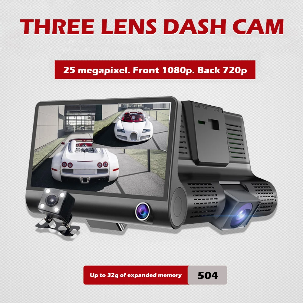      ڵ DVR  ī޶, 140    , 3 , HD 1080P, 4 ġ