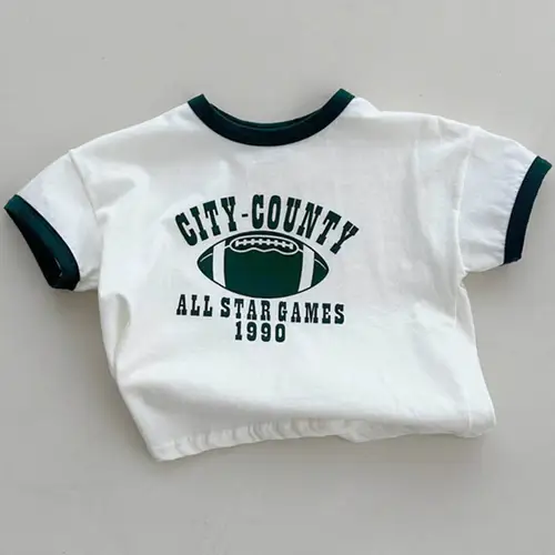 2026 Summer New Baby Letter Print Short Sleeve T Shirts Cotton Boys Girls Casual Tee Infant Loose Versatile Tops Kids Clothes - Image 4