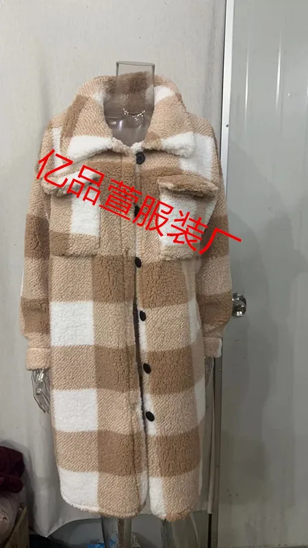Description Picture 3 of itemOversized Loose Plaid Overcoats Autumn Winter Thick Long Sleeve X-Long Cardigan Sweatshirt Coats Outwaer FYY-90093