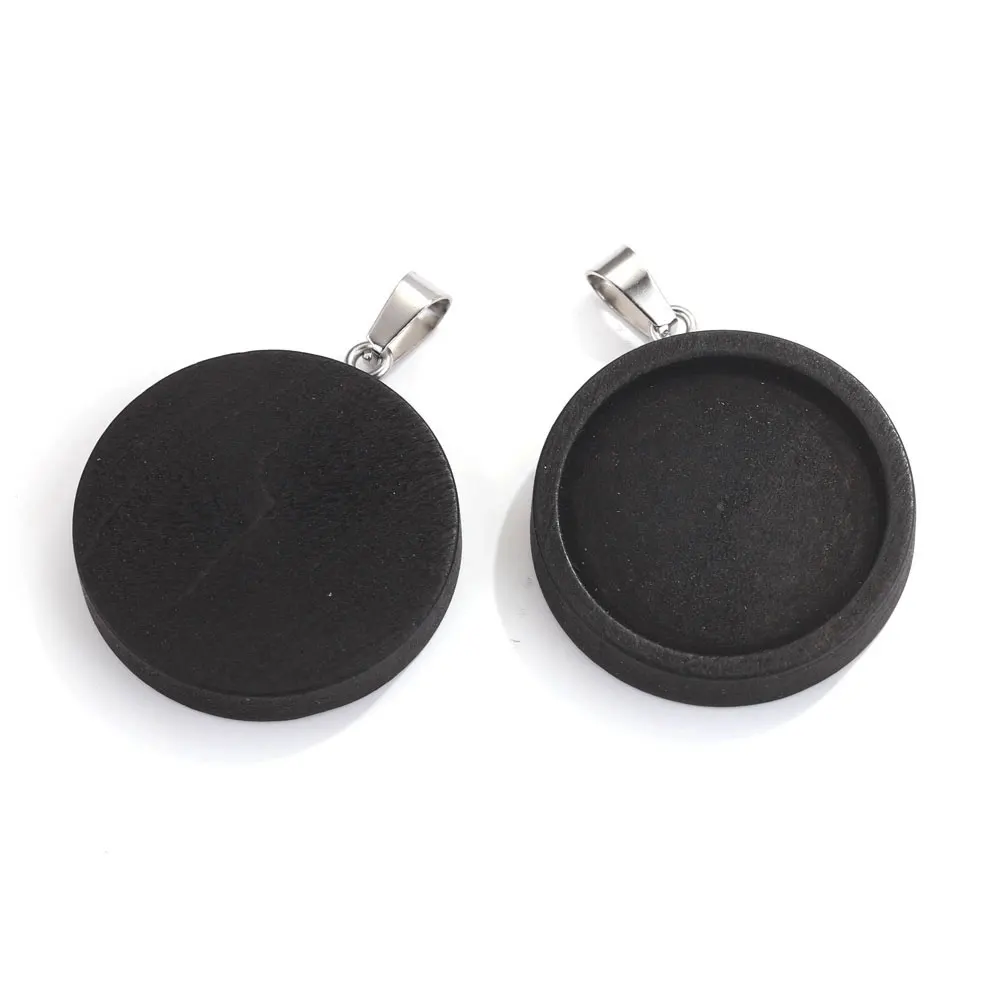 10 stücke Holz Runde Cabochon Basis Tablett Einfassungen Blank Einstellung Für Schmuck Machen Cabochon Cameo Schmuck Charms Harz Blank Diy – Detail 5
