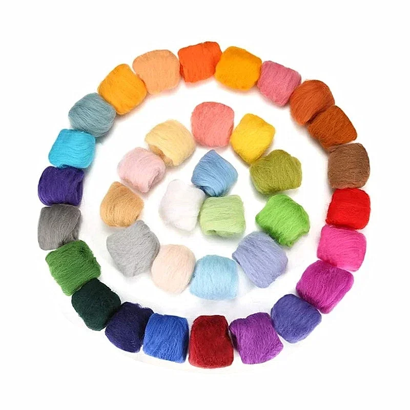 Wool Felting Kit Felt Fabric Sheet Needle Felting Wool 10g/20g/50g/100g Felting Wool Fibre Felt Fabric Felt Craft Toys Handmade Felting Craft Wool Kit