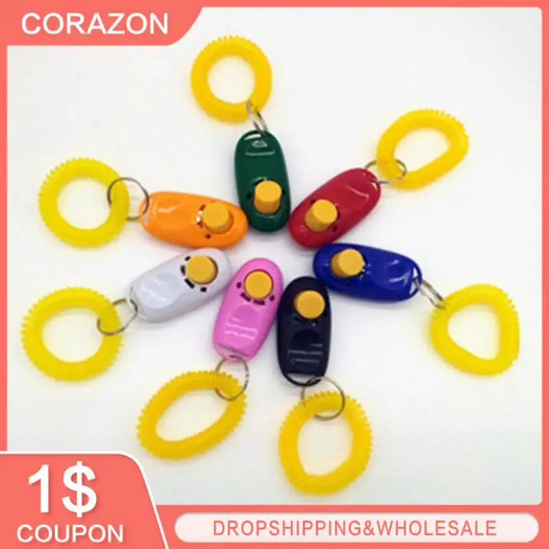 5-1 Pz 2 In 1 Forma Carina Fischietto Per Cani Clicker Pet Dog Trainer Aiuto Guida Formazione Clicker Cinturino Da Polso Suono Portachiavi Prodotti Pe