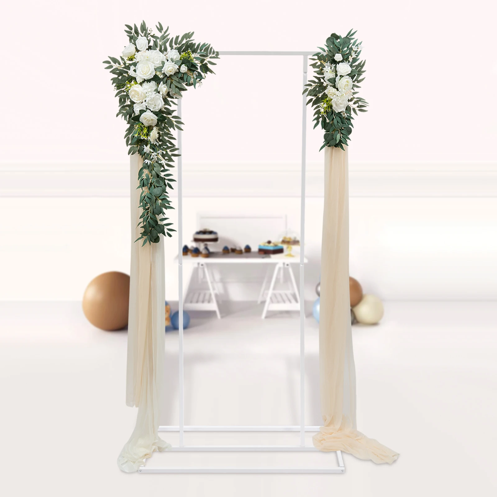 2*1m White Metal Balloon Frame Stand Balloon Wedding Backdrop Stand Garden Floral Decoration