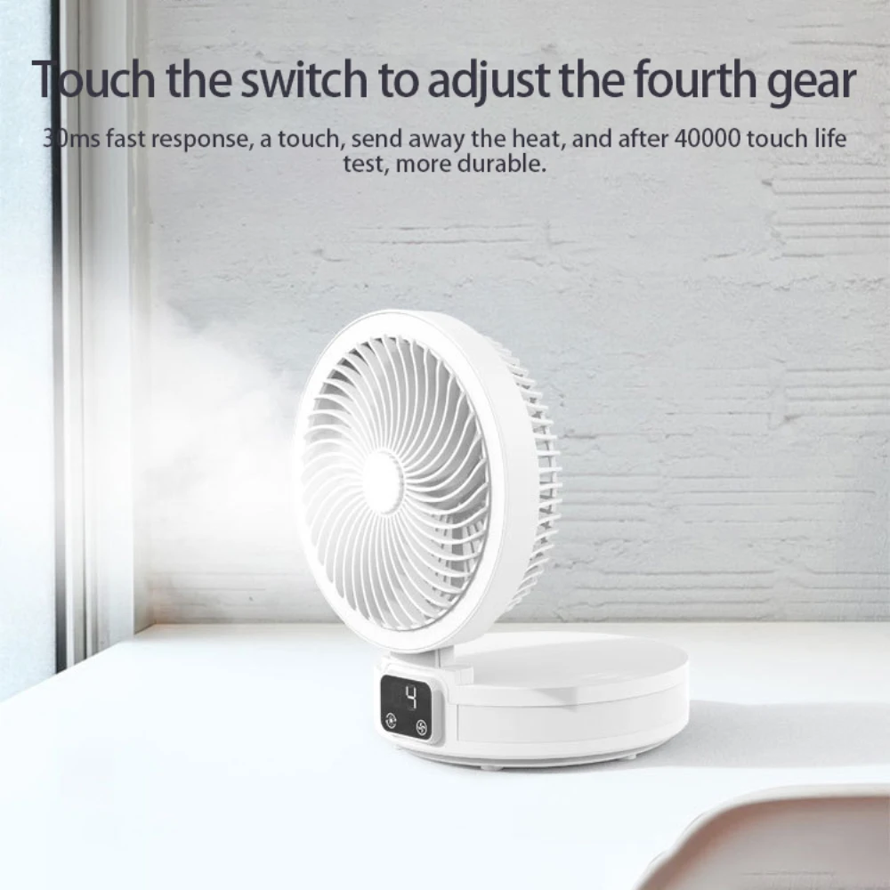 

Charging Folding 4-speed Fan Home Office Desktop Light Real-time Temperature Summer Fan With Aromatherapy Fan And Bedside Lamp