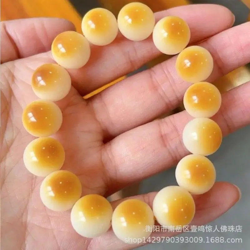 

Ecological Charcoal Small Mantou White Jade Bodhi Root Hand String Male Buddha Beads Text Play Around Soft Bracelet Female