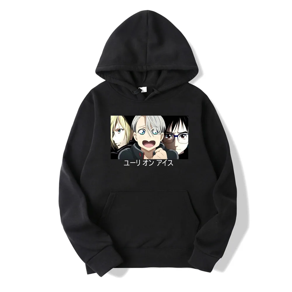 

Yuri On Ice Аниме Толстовка весна осень мужской Harajuku графический пуловер с капюшоном уличная одежда свитшоты