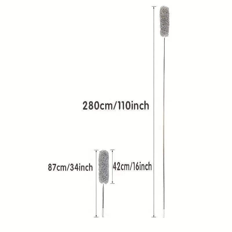Feather Duster 2.8M Extended Chicken Extendable and Curved Ceiling Cleaning Broom Household Electrostatic Dust Collector