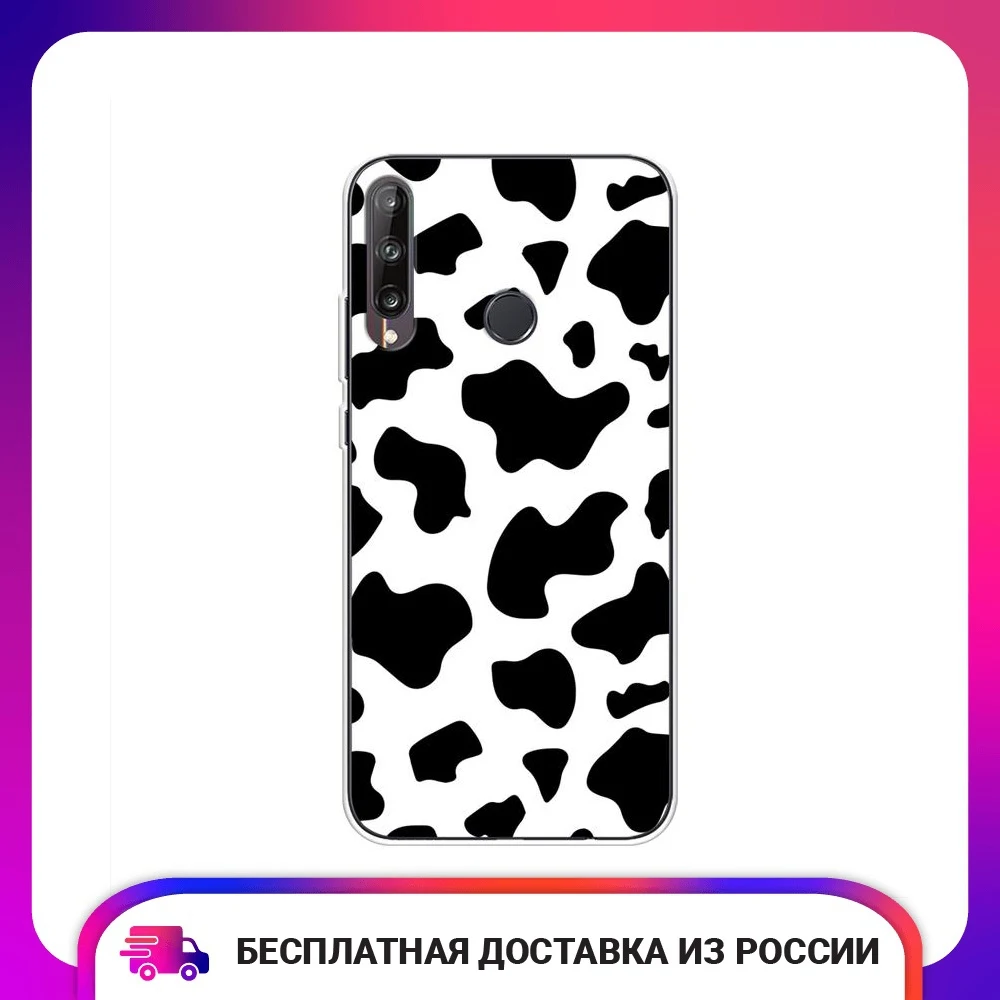 Чехол силиконовый для Huawei P40 lite E Honor 9C Y7p Пятна коровы защитный тонкий мягкий