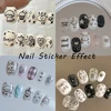 2Pcs Cartoon Cute Cat Nail Childlike Stickers Holographic Love Heart Bronzing Star Sliders Silver Chrome Nail Art Manicure Decor 6