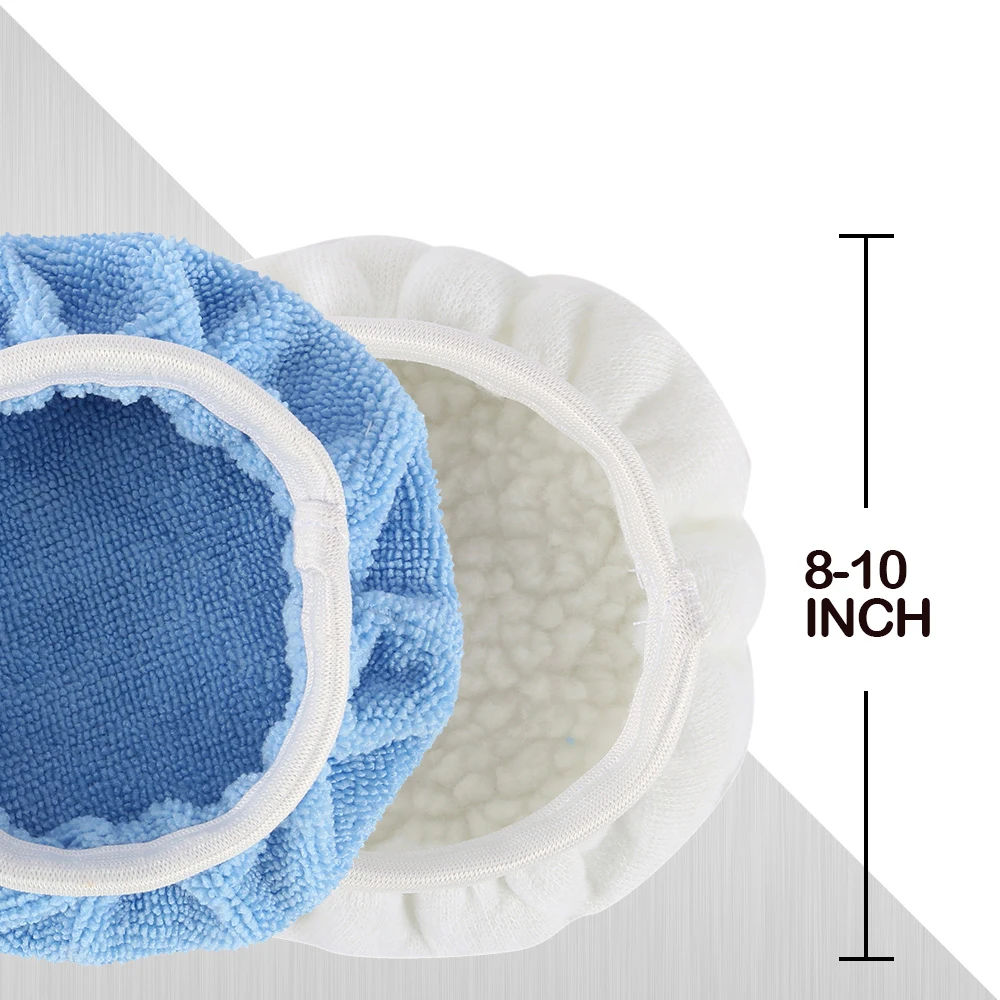 8Pcs 6/10Inch Car Polishing Buffer Pads Wool Plush Polished Waxing Kit  Bonnets Wheel for Car Polisher Polishing and Buffing 5