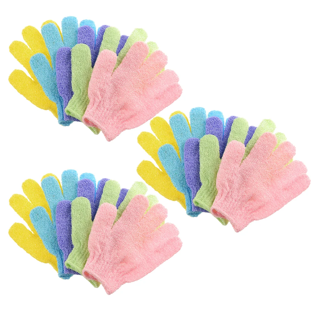 

15pcs Simple Bath Gloves Five Fingers Shower Towels Body Exfoliator Back Massage Gloves for Home (Random Color)
