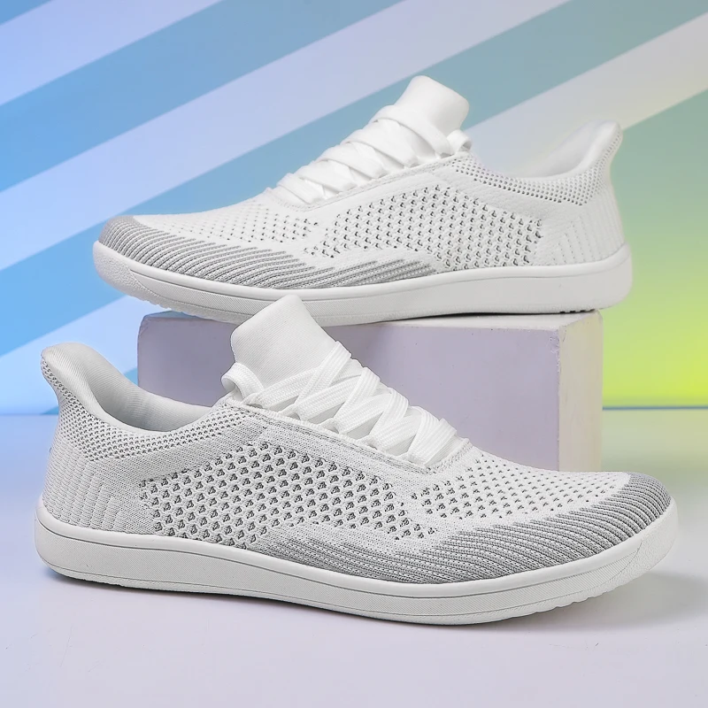 Wide Toe Men Shoes Breathable Knitted Mesh Comfortable Barefoot Casual Versatile Soft Sole Wide Last Shoes Walking Shoe Sneakers 3