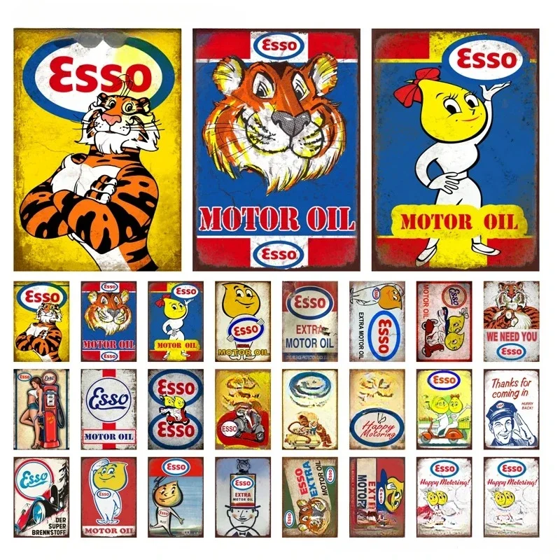 Mike86 Esso Tiger Pin Up Vintage Metal Tin Signs Man Cave Oil Shop Poster Decorazione Lta