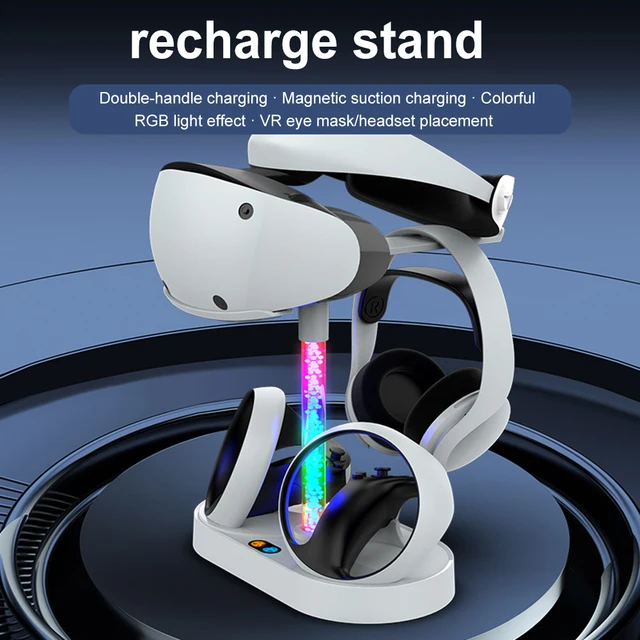 Magnetische Gamepad Ladestation Professionelle Lade Station Bunte RGB Licht  Ladegerät Basis Lagerung Gläser Headset für PS VR2 - AliExpress