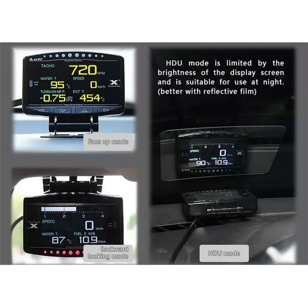 루피 X1 OBD2 디지털 게이지 터보 부스트 오일 압력 수온계 자동차 에어 RPM 연료 속도 EXT 오일 미터 (영어)