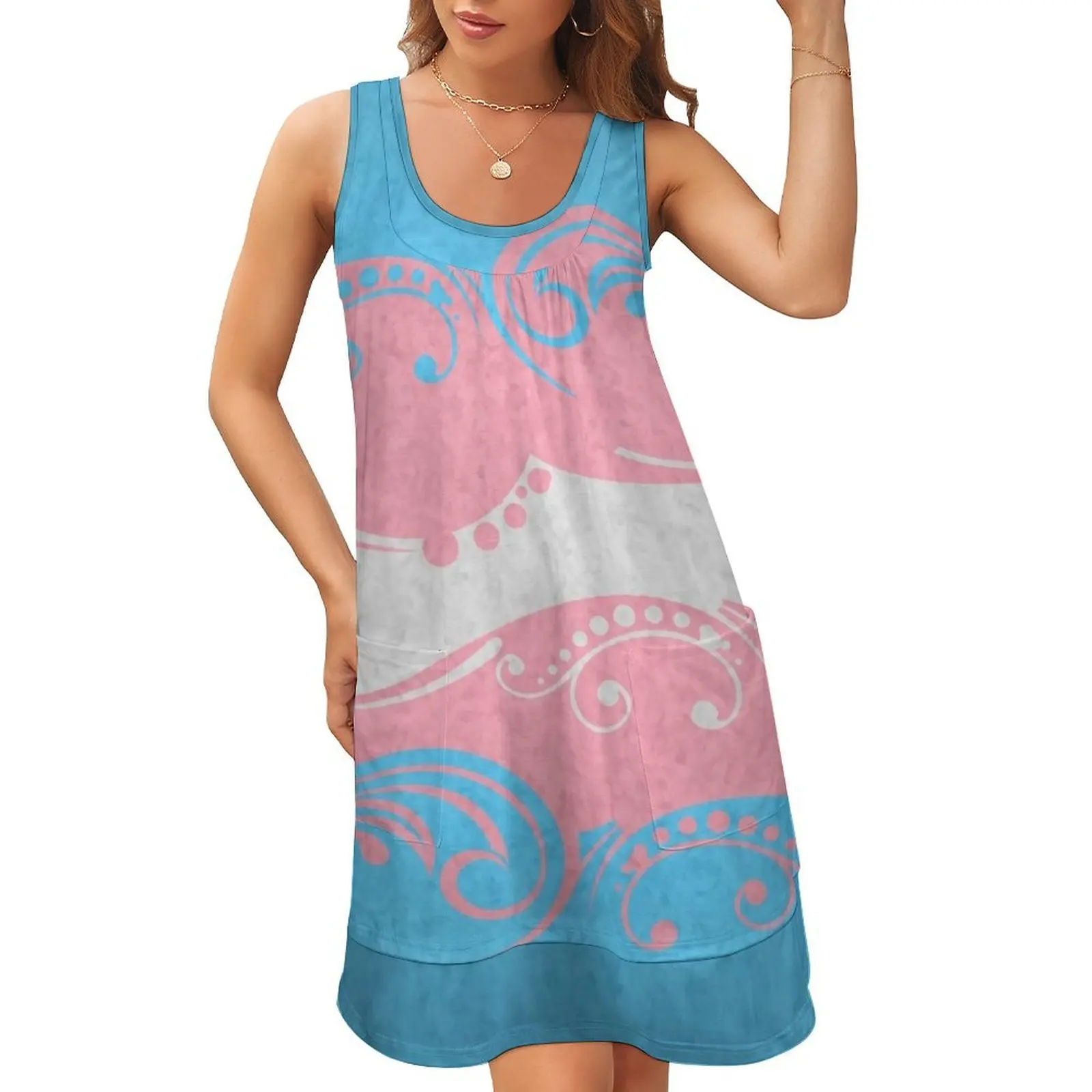 

Элегантное женское платье из двух частей без рукавов с U-образным вырезом