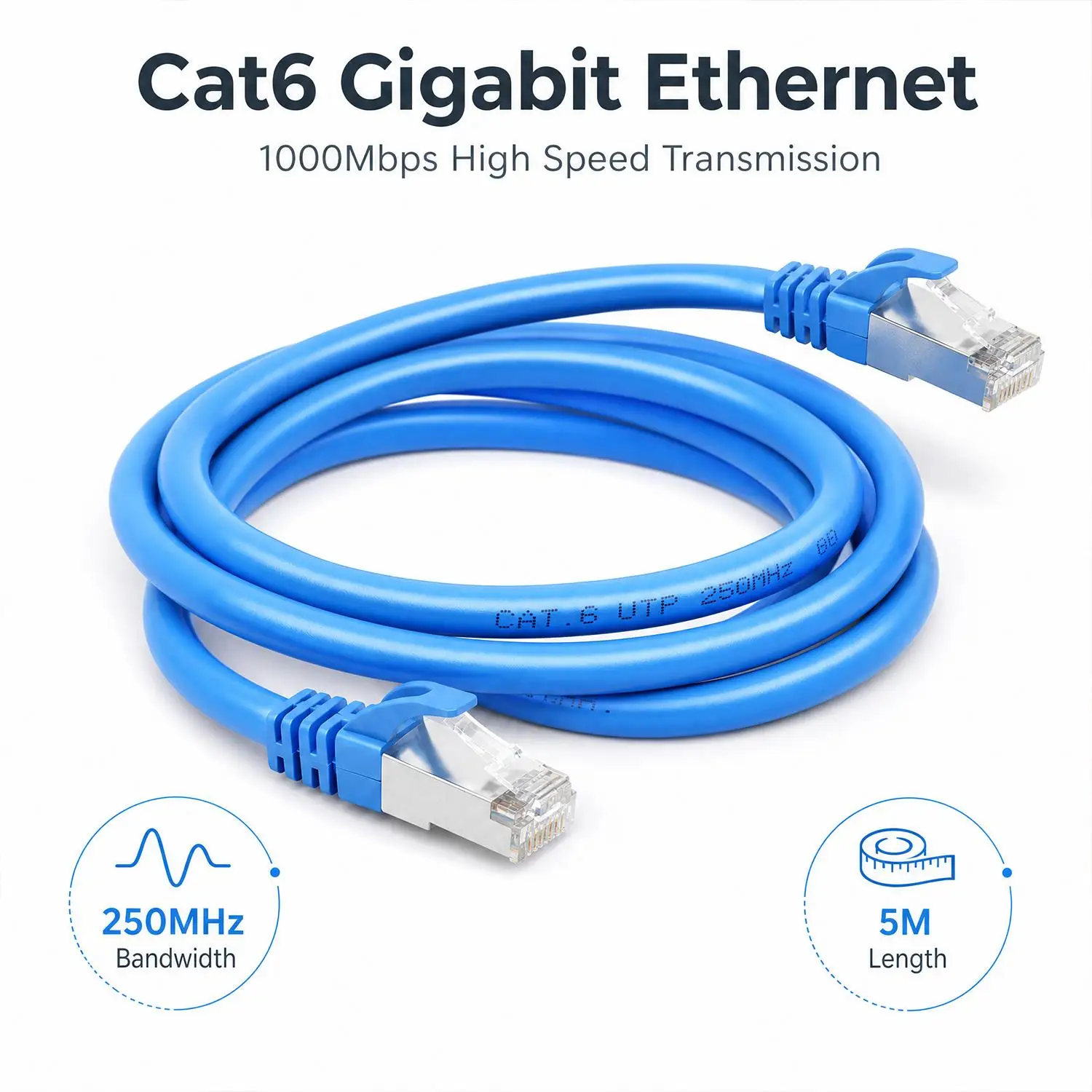 Cat6 이더넷 케이블 기가비트 고속 1000Mbps 인터넷 케이블 RJ45 차폐 네트워크 LAN 코드 (PS5, PS4, PS3, Xbox, 노트북, 라우터, PC용)