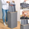 Laundry Basket With Lid, 105 L, Foldable 600D Oxford Fabric With Removable Laundry Bag, Bamboo Laundry Box, Laundry Sorter 3