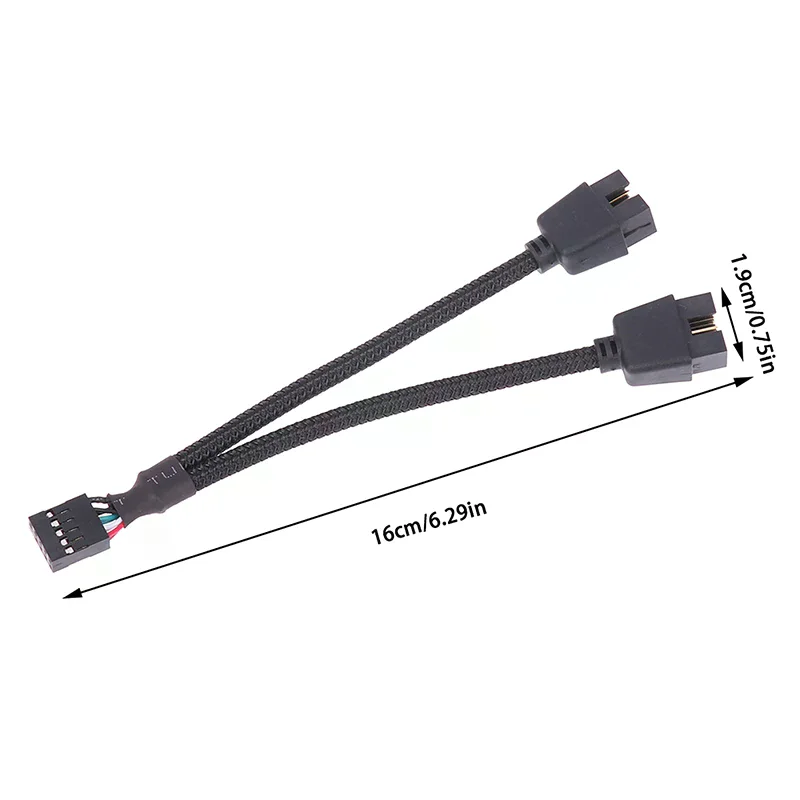 1개 컴퓨터 메인보드 USB 연장 케이블 9핀 1 암 2 수 Y 스플리터 오디오 HD 연장 케이블 PC DIY용 15cm